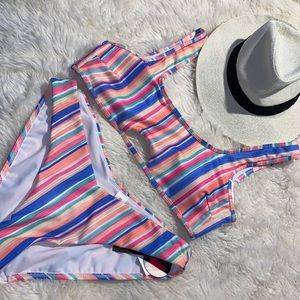 Multi colored striped 2 piece swimsuit BNWT
